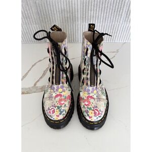 Doc Dr. Martens Sinclair Women 7 Multi Floral Leather Quad Platform Jungle Boots